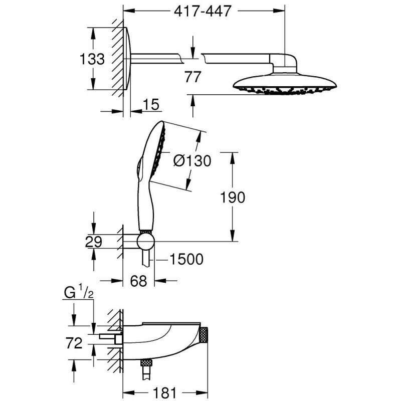 Podtynkowy Zestaw Prysznicowy Z Termostatem Rainshower SmartControl 26446000 Grohe Podtynkowy Zestaw Prysznicowy Z Termostatem Rainshower SmartControl 26446000 Grohe