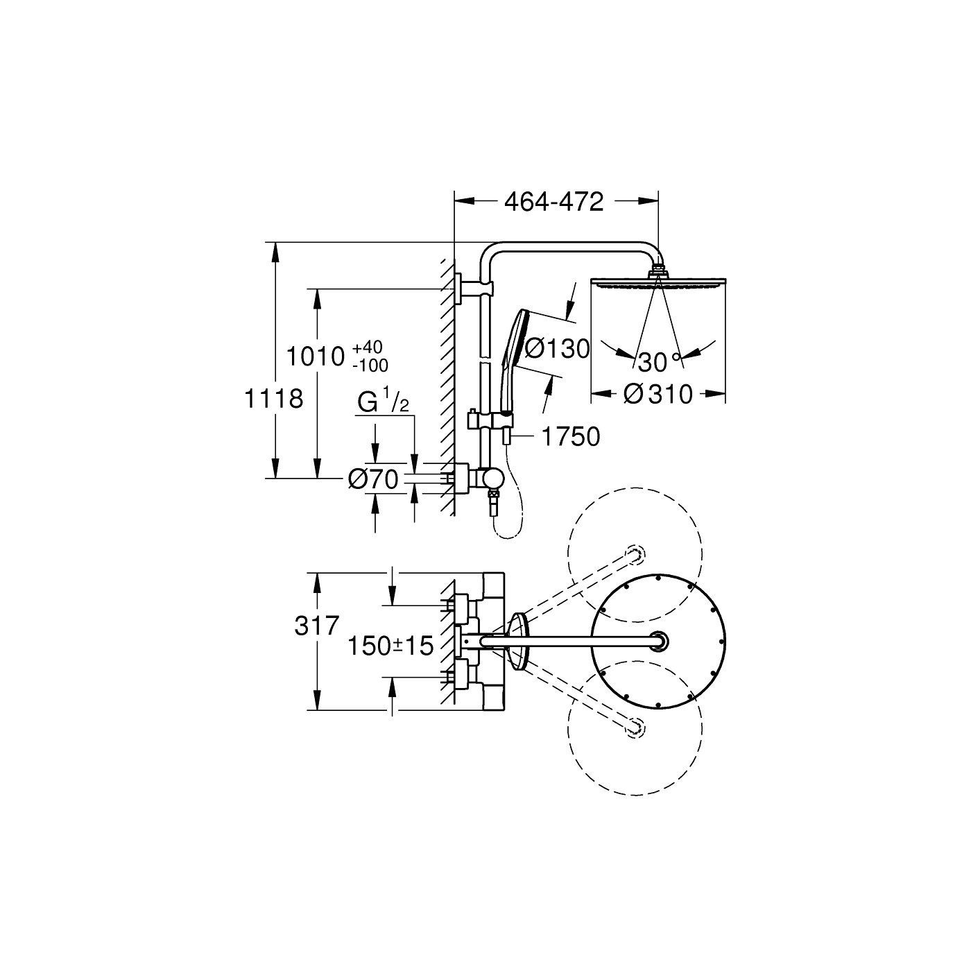 System Prysznicowy Z Termostatem Rainshower SmartActive 27968001 Grohe System Prysznicowy Z Termostatem Rainshower SmartActive 27968001 Grohe