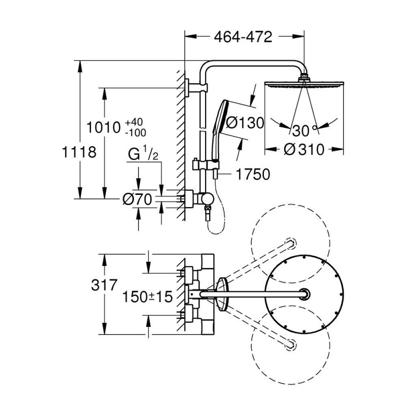 System Prysznicowy Z Termostatem Rainshower SmartActive 27968001 Grohe System Prysznicowy Z Termostatem Rainshower SmartActive 27968001 Grohe
