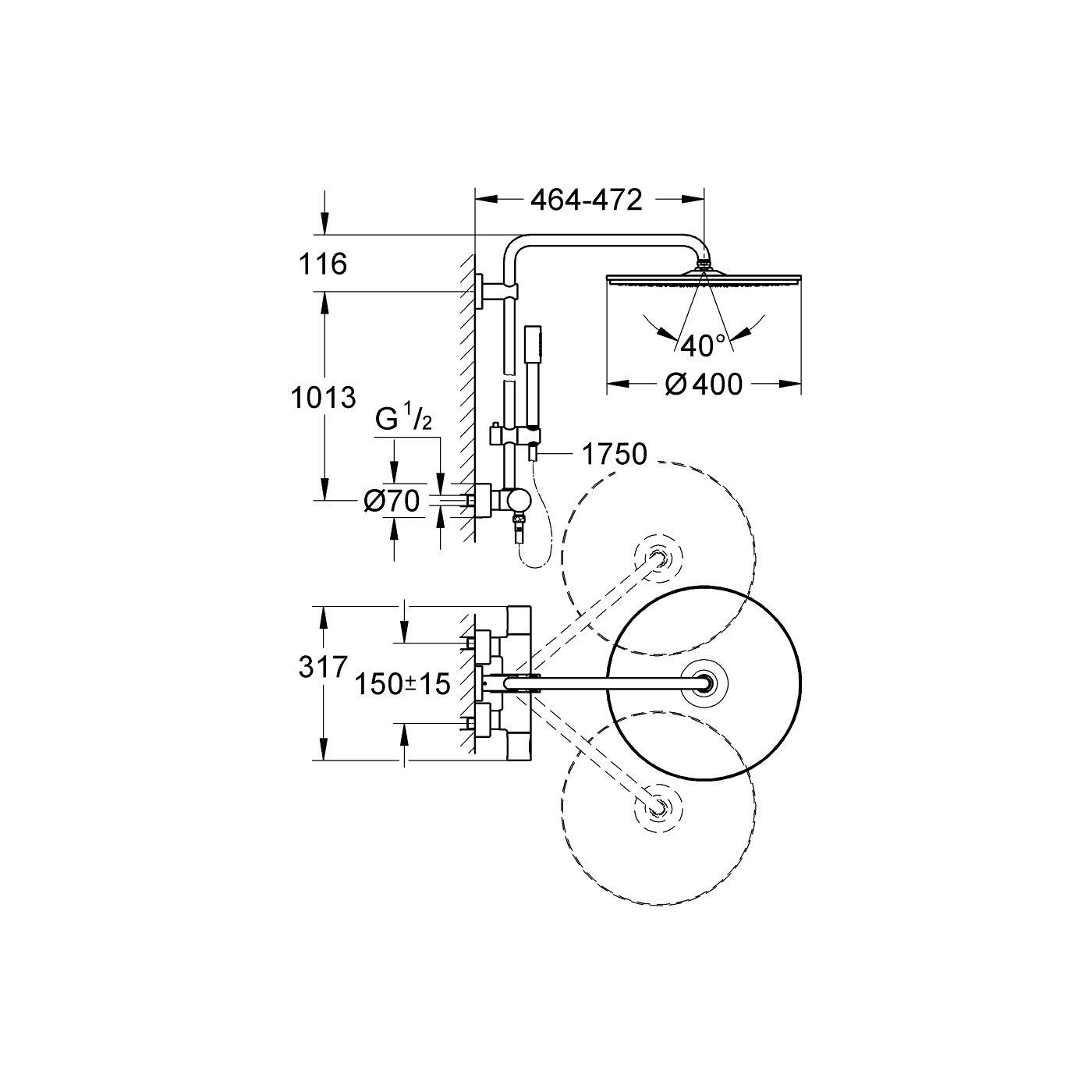 System Prysznicowy Z Termostatem Rainshower System 27174001 Grohe System Prysznicowy Z Termostatem Rainshower System 27174001 Grohe