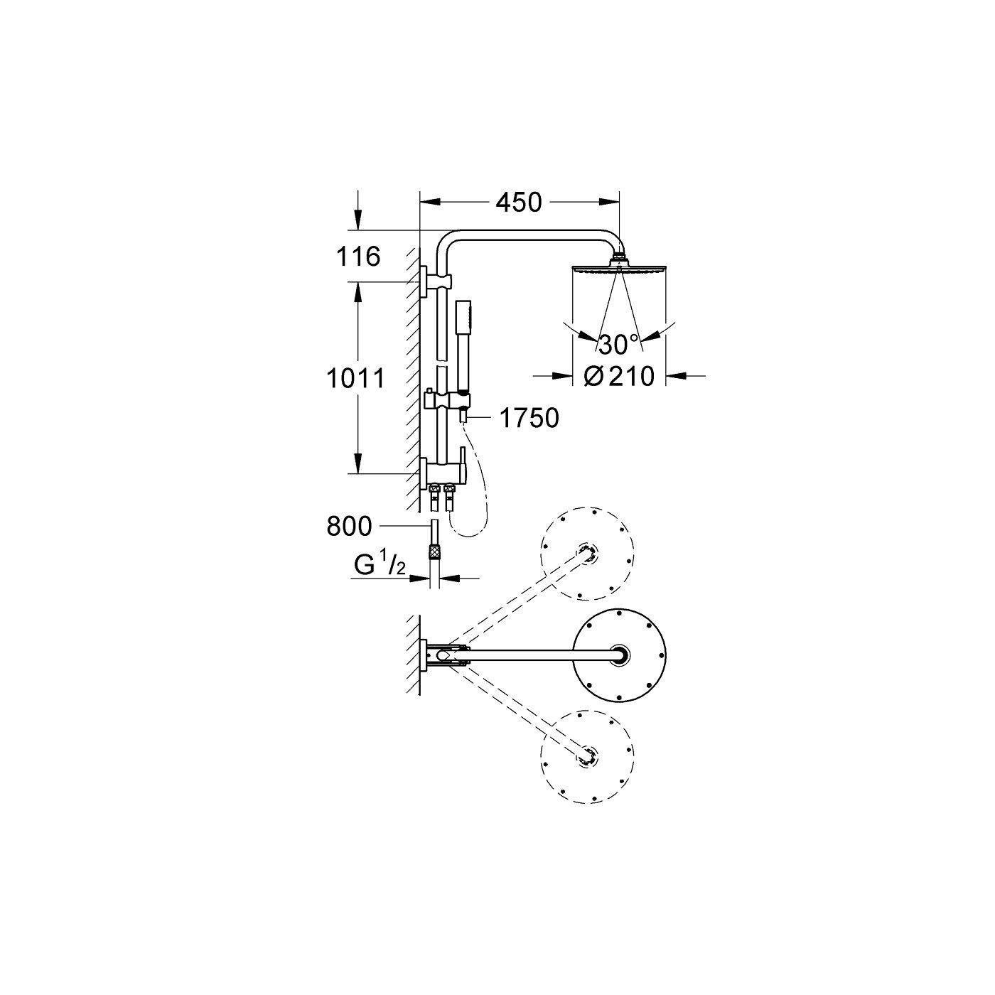 System Prysznicowy Z Przełącznikiem Rainshower System 27058000 Grohe System Prysznicowy Z Przełącznikiem Rainshower System 27058000 Grohe
