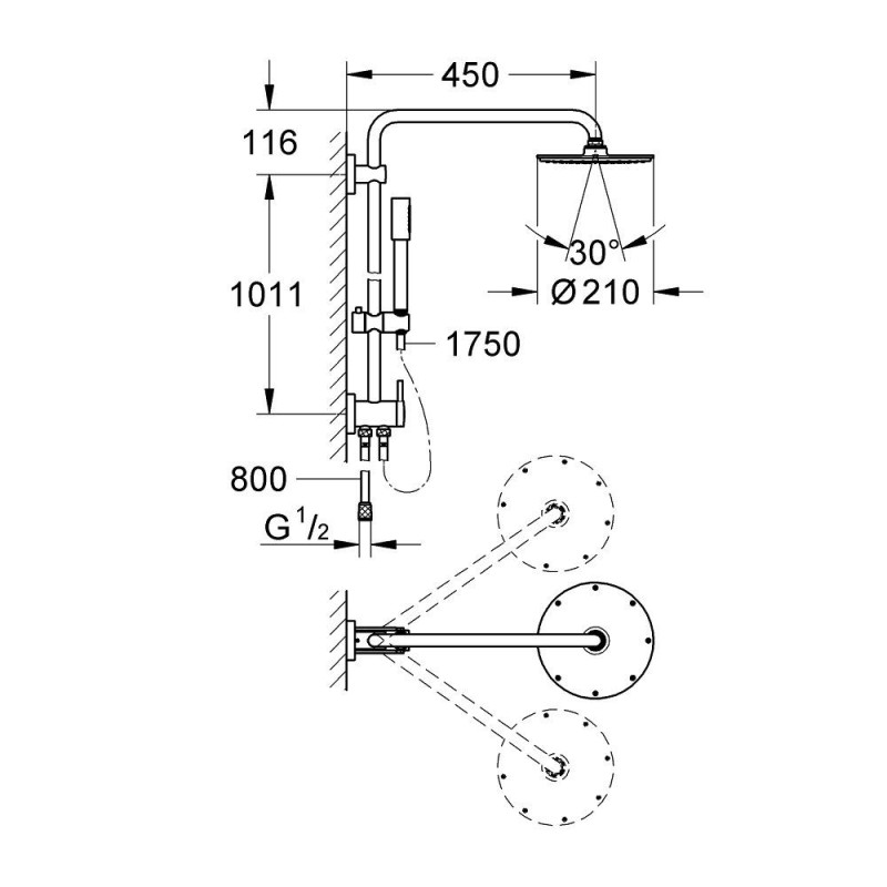 System Prysznicowy Z Przełącznikiem Rainshower System 27058000 Grohe System Prysznicowy Z Przełącznikiem Rainshower System 27058000 Grohe