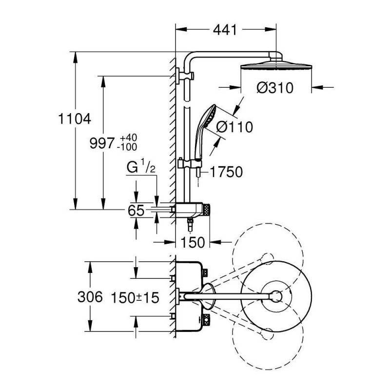 System Prysznicowy Z Termostatem Euphoria SmartControl 26507DL0 Grohe System Prysznicowy Z Termostatem Euphoria SmartControl 26507DL0 Grohe