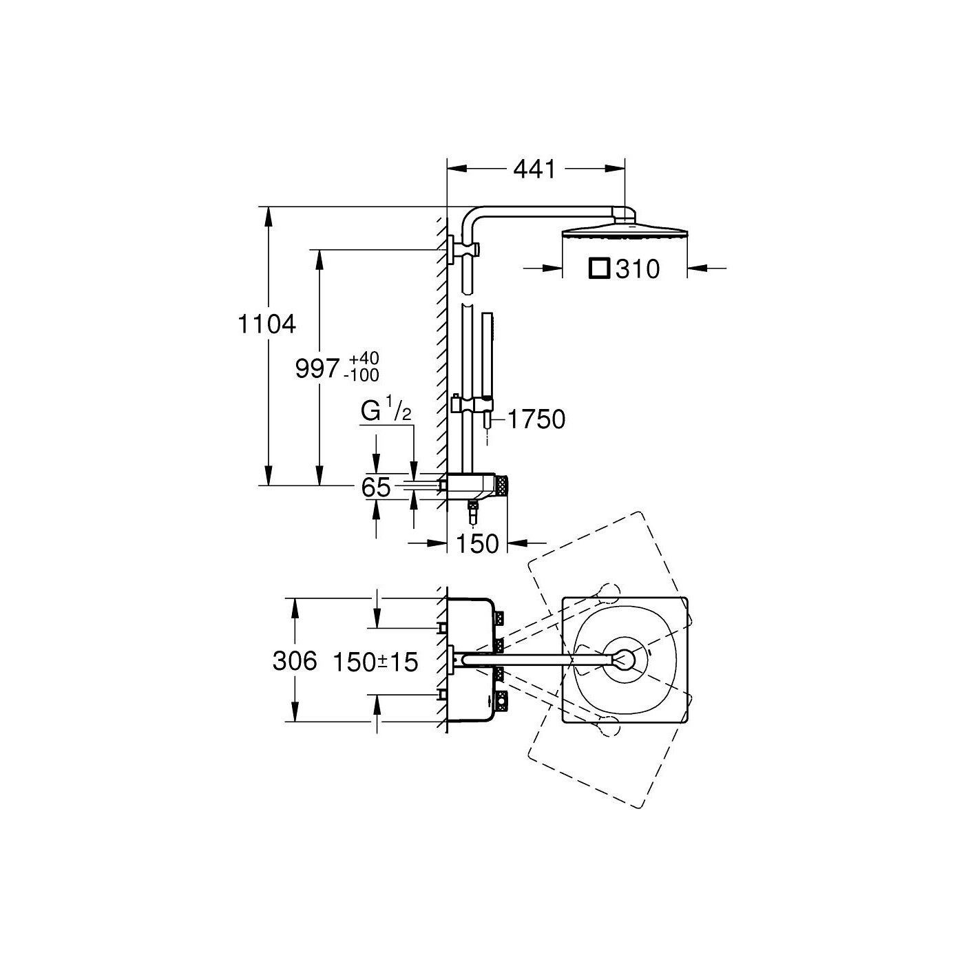System Prysznicowy Z Termostatem Euphoria SmartControl 26508GL0 Grohe System Prysznicowy Z Termostatem Euphoria SmartControl 26508GL0 Grohe
