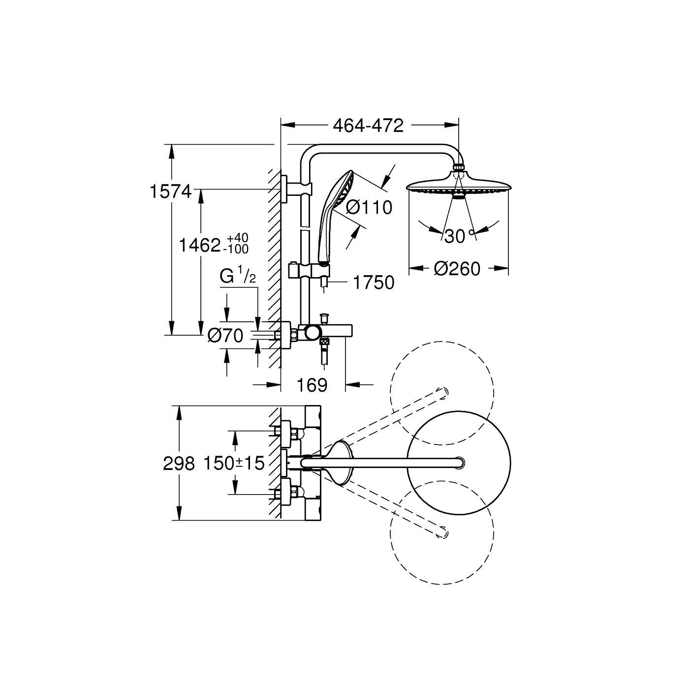 System Wannowo-Prysznicowy Z Termostatem Euphoria System 27475002 Grohe System Wannowo-Prysznicowy Z Termostatem Euphoria System 27475002 Grohe