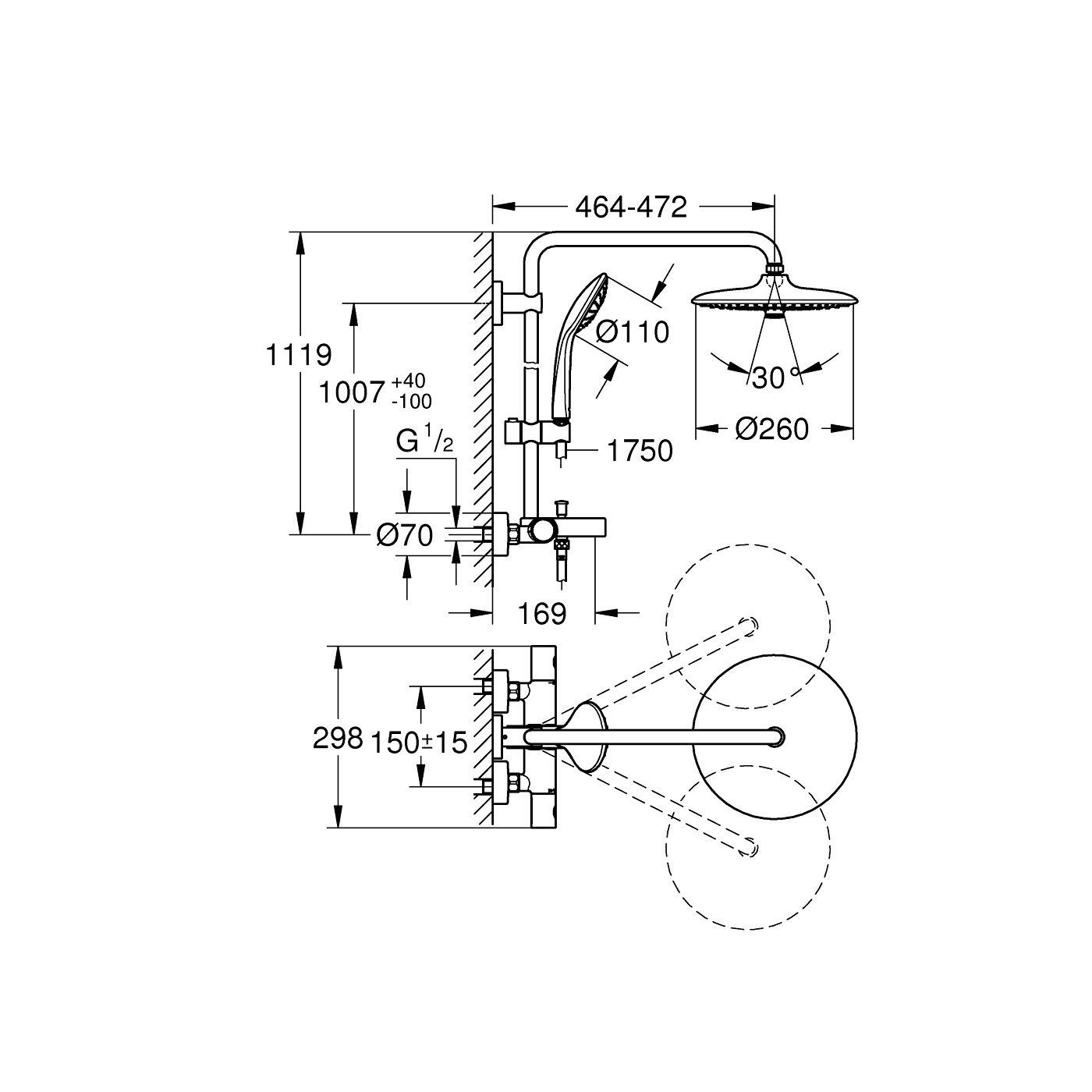System Wannowo-Prysznicowy Z Termostatem Euphoria System 26114002 Grohe System Wannowo-Prysznicowy Z Termostatem Euphoria System 26114002 Grohe