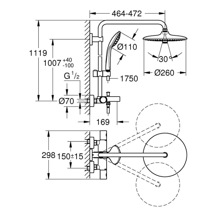 System Wannowo-Prysznicowy Z Termostatem Euphoria System 26114002 Grohe System Wannowo-Prysznicowy Z Termostatem Euphoria System 26114002 Grohe