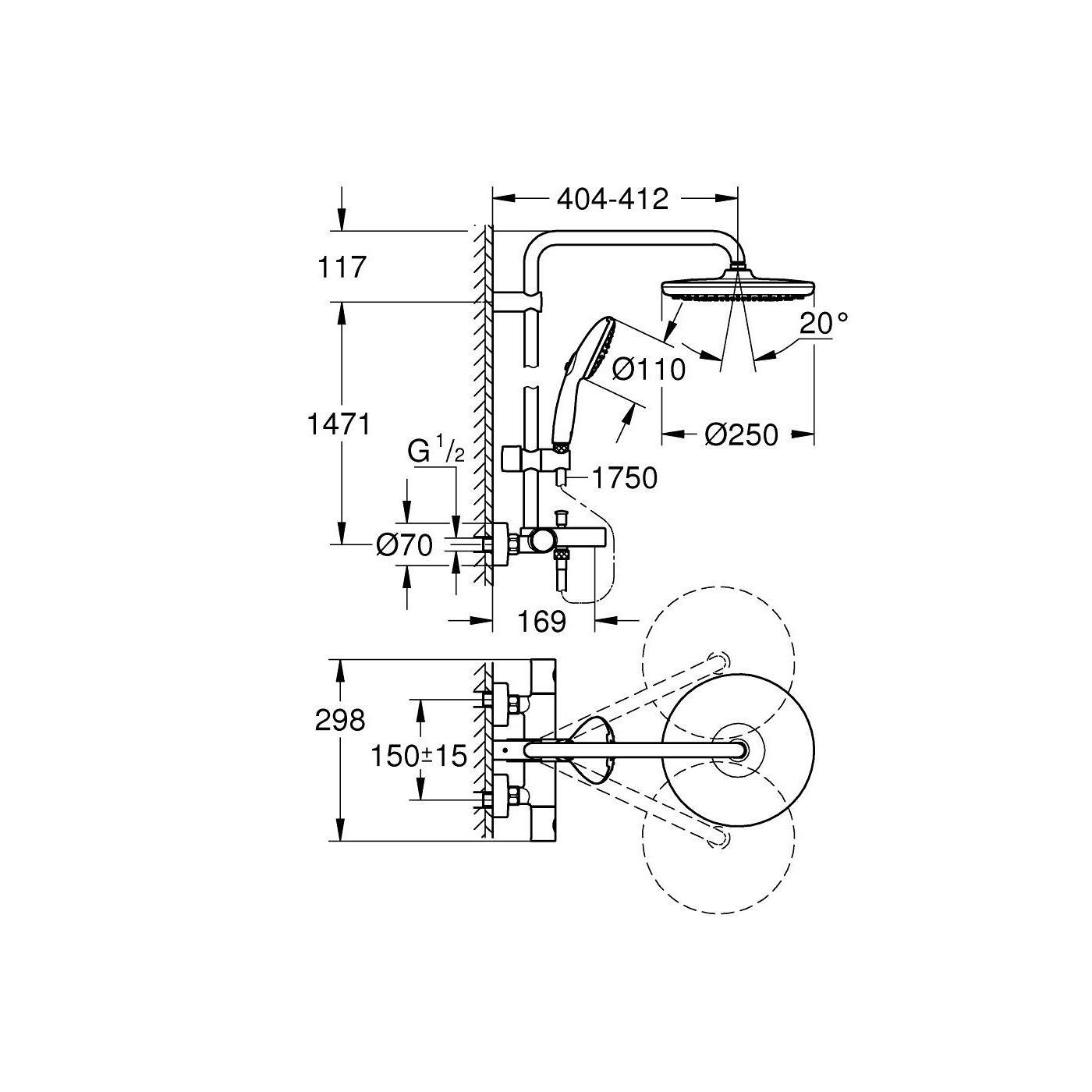 System Wannowo-Prysznicowy Z Termostatem Tempesta 266722431 Grohe System Wannowo-Prysznicowy Z Termostatem Tempesta 266722431 Grohe