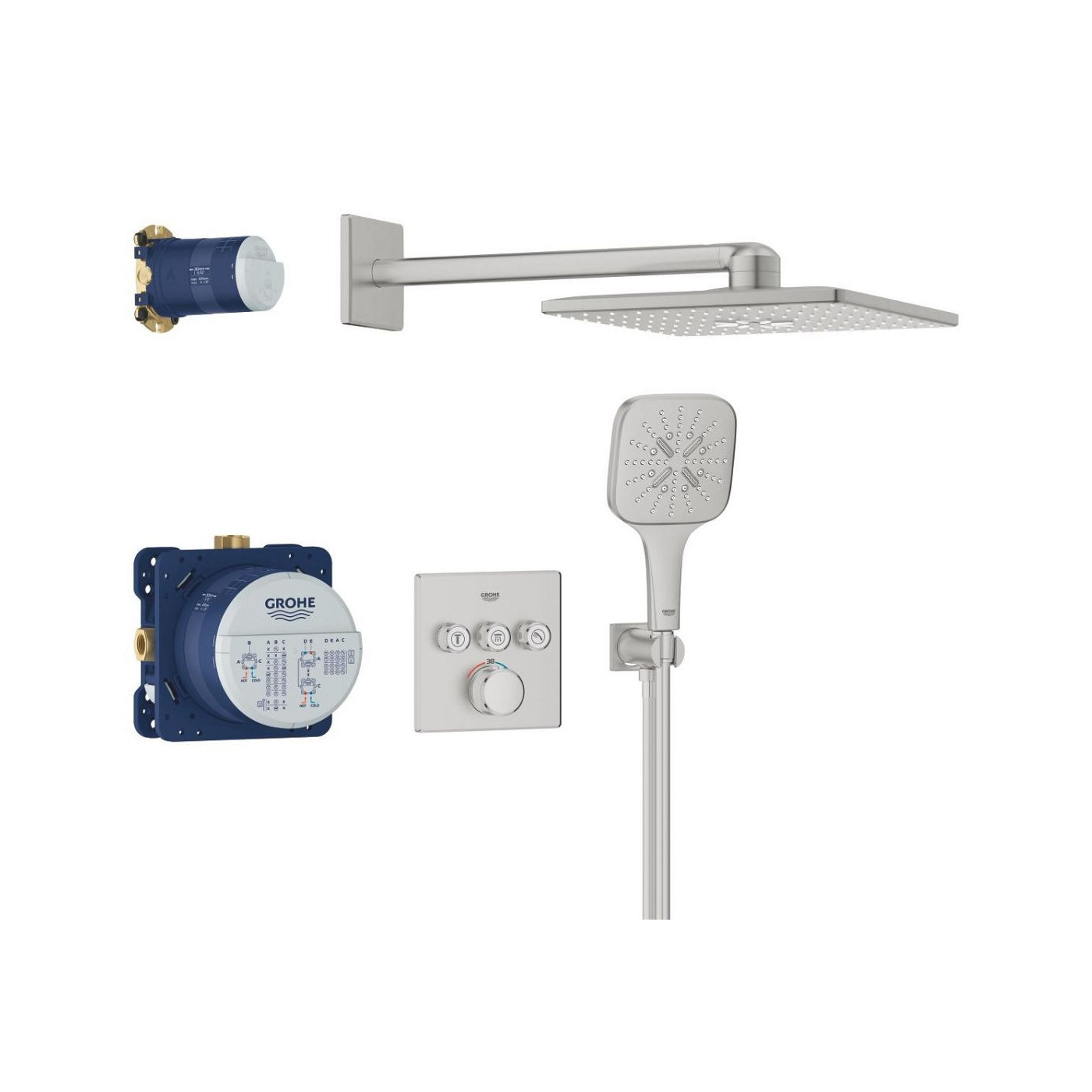 Zestaw Prysznicowy Z Deszczownicą Rainshower Smartactive 310 Cube Grohtherm SmartControl 34864DC0 Grohe Zestaw Prysznicowy Z Deszczownicą Rainshower Smartactive 310 Cube Grohtherm SmartControl 34864DC0 Grohe