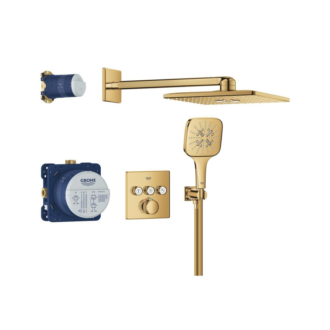 Zestaw Prysznicowy Z Deszczownicą Rainshower Smartactive 310 Cube Grohtherm SmartControl 34864GL0 Grohe Zestaw Prysznicowy Z Deszczownicą Rainshower Smartactive 310 Cube Grohtherm SmartControl 34864GL0 Grohe