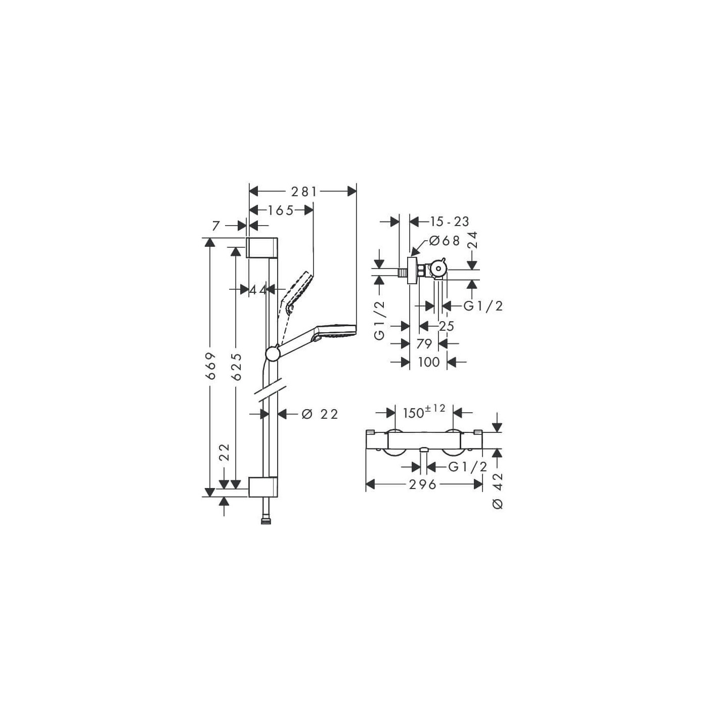 Zestaw Prysznicowy Crometta Vario Combi 1001 27812400 Hansgrohe Zestaw Prysznicowy Crometta Vario Combi 1001 27812400 Hansgrohe