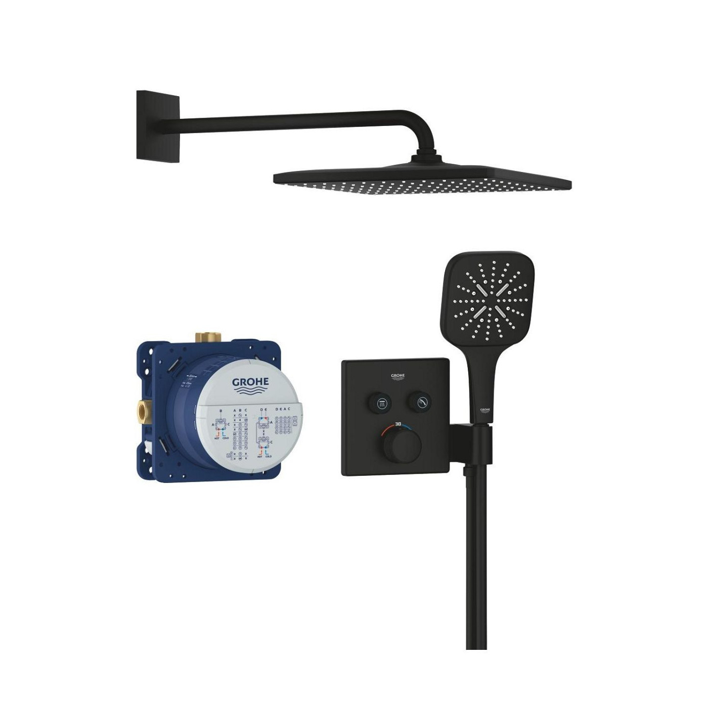 Zestaw Prysznicowy Z Deszczownicą Rainshower Mono 310 Cube Grohtherm SmartControl 34865KF0 Grohe Zestaw Prysznicowy Z Deszczownicą Rainshower Mono 310 Cube Grohtherm SmartControl 34865KF0 Grohe