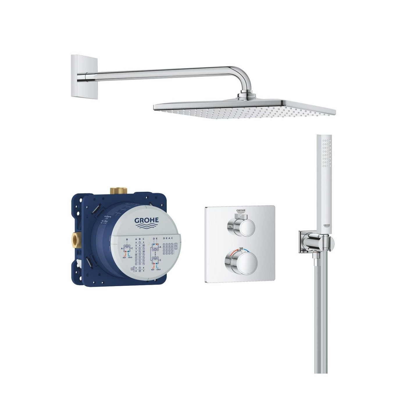 Zestaw Prysznicowy Z Deszczownicą Rainshower Mono 310 Cube Grohtherm 34870000 Grohe Zestaw Prysznicowy Z Deszczownicą Rainshower Mono 310 Cube Grohtherm 34870000 Grohe