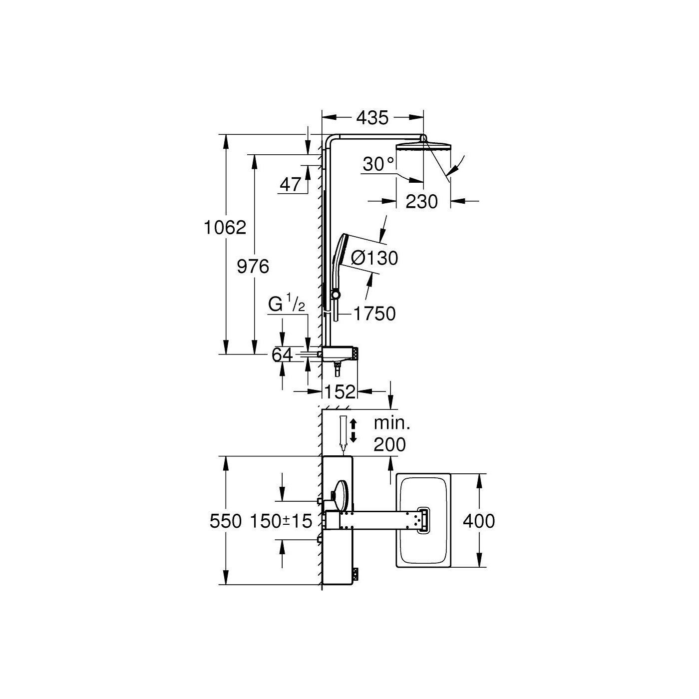 System Prysznicowy Z Termostatem Rainshower Aqua Pure 1009610000 Grohe System Prysznicowy Z Termostatem Rainshower Aqua Pure 1009610000 Grohe