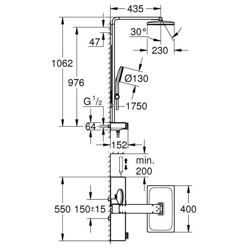 System Prysznicowy Z Termostatem Rainshower Aqua Pure 100961DA00 Grohe System Prysznicowy Z Termostatem Rainshower Aqua Pure 100961DA00 Grohe