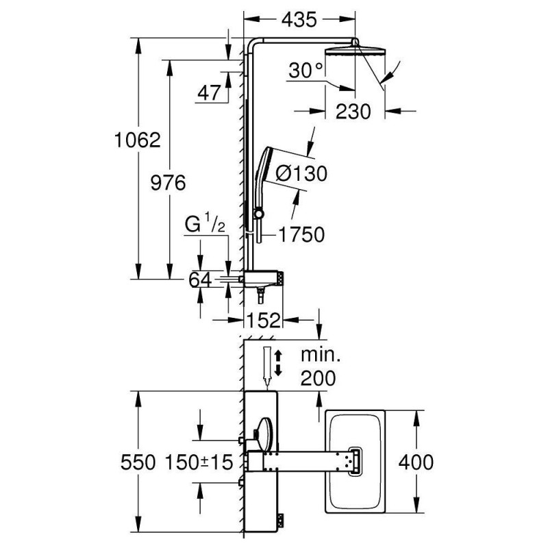 System Prysznicowy Z Termostatem Rainshower Aqua Pure 100962GL00 Grohe System Prysznicowy Z Termostatem Rainshower Aqua Pure 100962GL00 Grohe