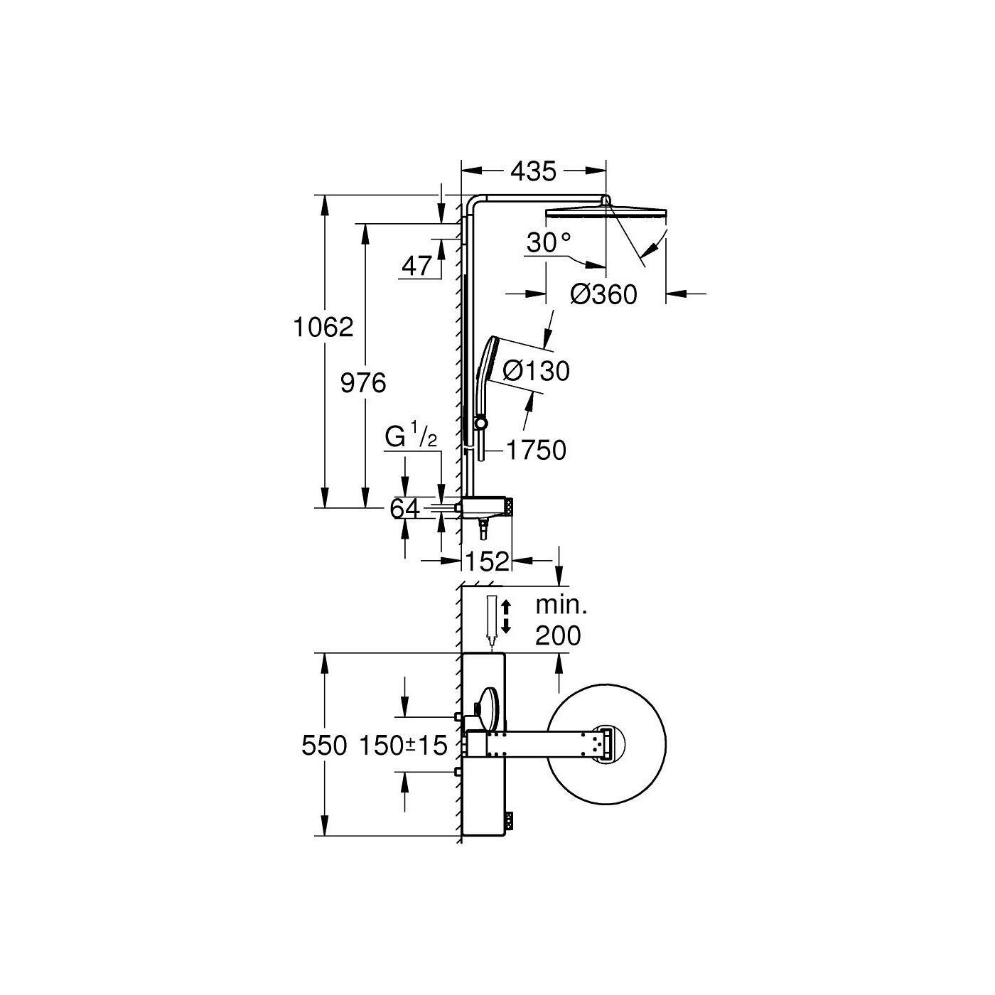 System Prysznicowy Z Termostatem Rainshower Aqua Pure 100964GL00 Grohe System Prysznicowy Z Termostatem Rainshower Aqua Pure 100964GL00 Grohe