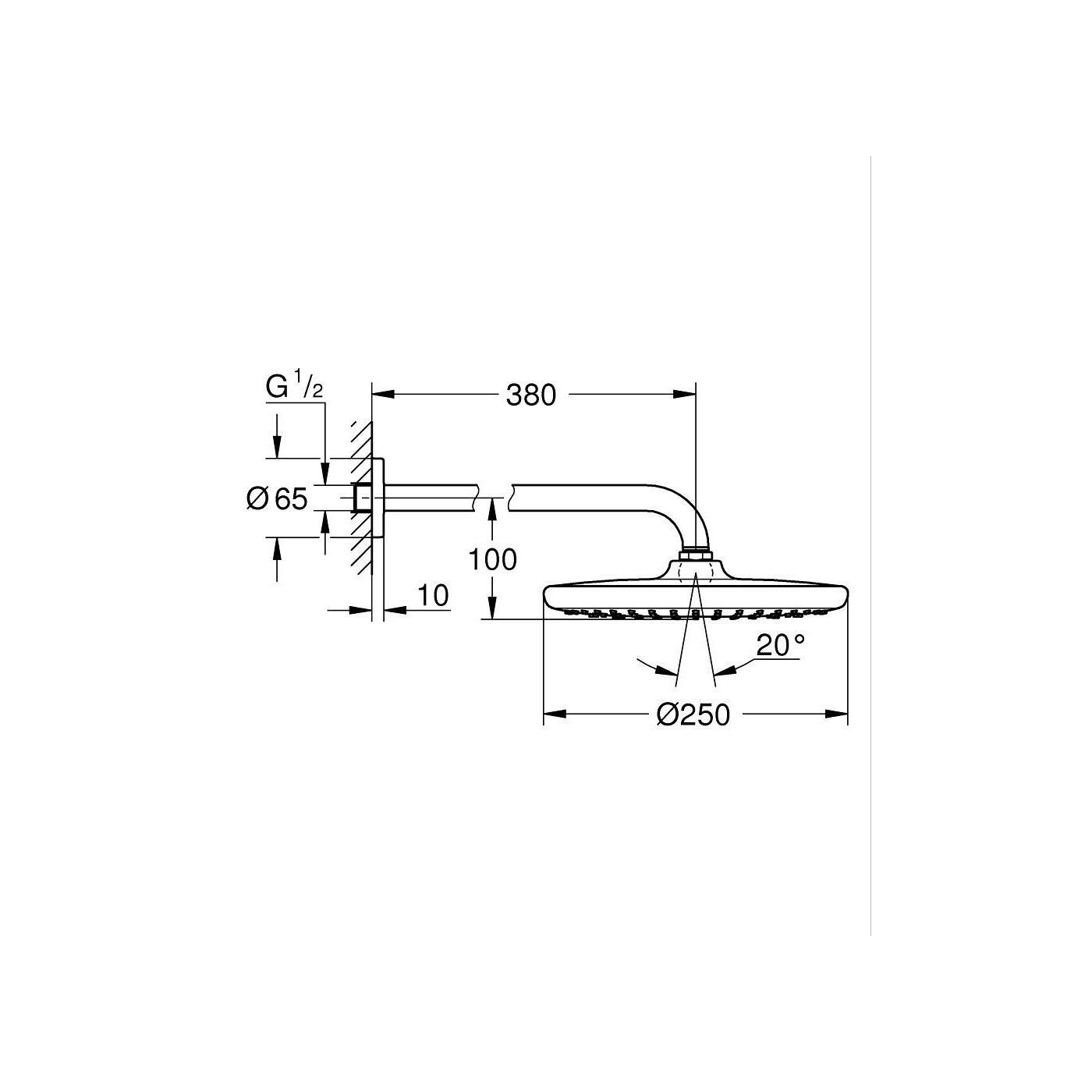Deszczownica Tempesta 250 Z Ramieniem 380mm Chrom 26663000 Grohe Deszczownica Tempesta 250 Z Ramieniem 380mm Chrom 26663000 Grohe