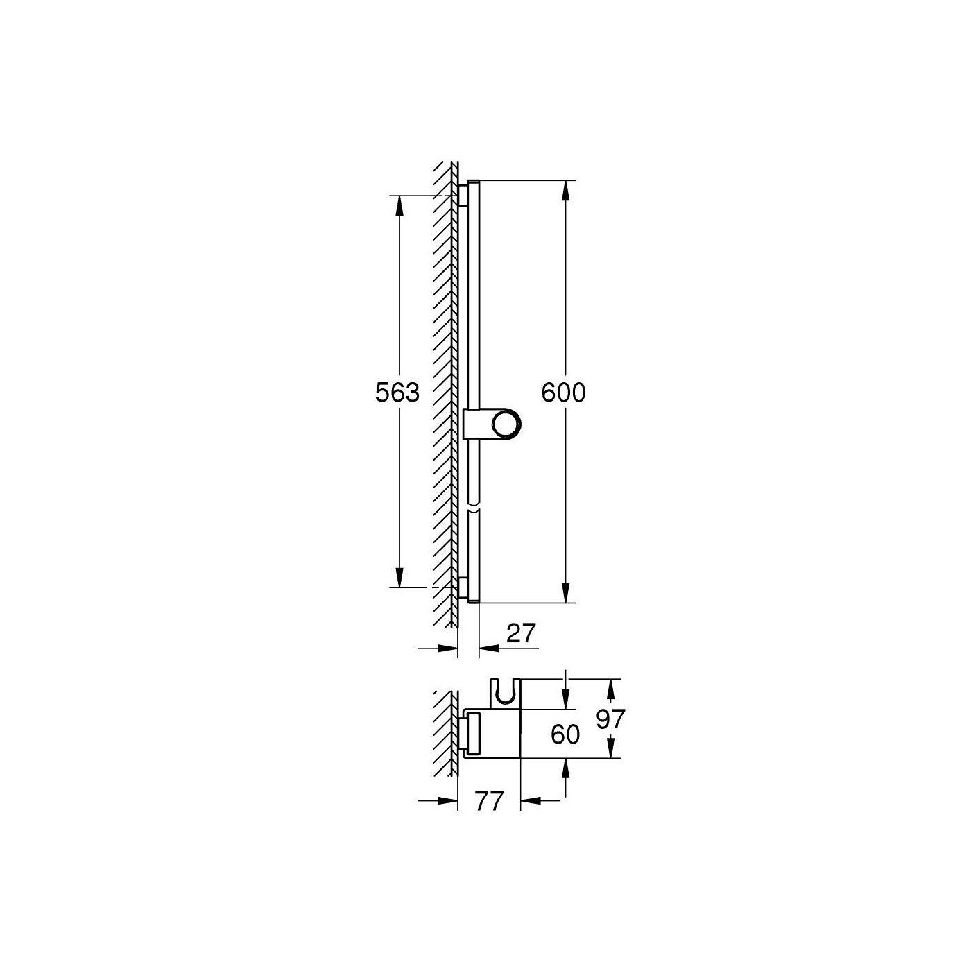 Drążek Prysznicowy 600 mm Rainshower Brushed Cool Sunrise 101673GN00 Grohe Drążek Prysznicowy 600 mm Rainshower Brushed Cool Sunrise 101673GN00 Grohe