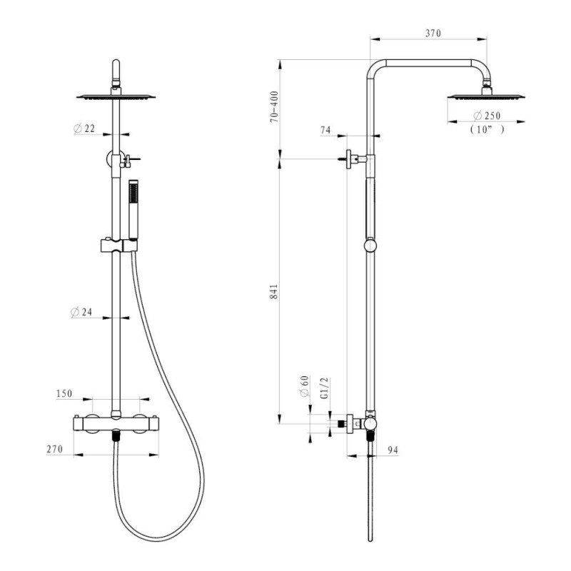 Kolumna Natryskowa Termostatyczna 2-Funkcyjna Z Zestawem Natryskowym I Deszczownicą 250 mm Fly Gun Metal 0401202BN Emporia Kolumna Natryskowa Termostatyczna 2-Funkcyjna Z Zestawem Natryskowym I Deszczownicą 250 mm Fly Gun Metal 0401202BN Emporia