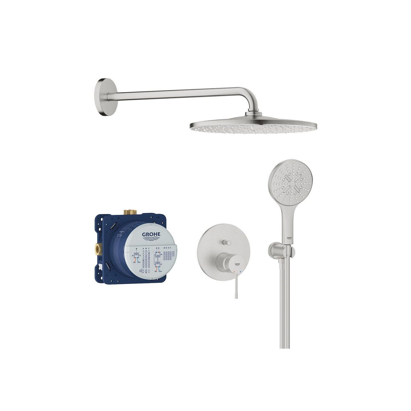 Zestaw Prysznicowy Podtynkowy Z Deszczownicą Rainshower Mono 310 Essence Stal Nierdzewna 25287DC0 Grohe Zestaw Prysznicowy Podtynkowy Z Deszczownicą Rainshower Mono 310 Essence Stal Nierdzewna 25287DC0 Grohe