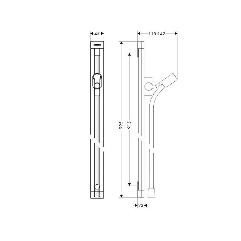 Drążek Prysznicowy Raindance Unica 90 cm Z Wężem Isiflex 160 cm 27636000 Hansgrohe Drążek Prysznicowy Raindance Unica 90 cm Z Wężem Isiflex 160 cm 27636000 Hansgrohe
