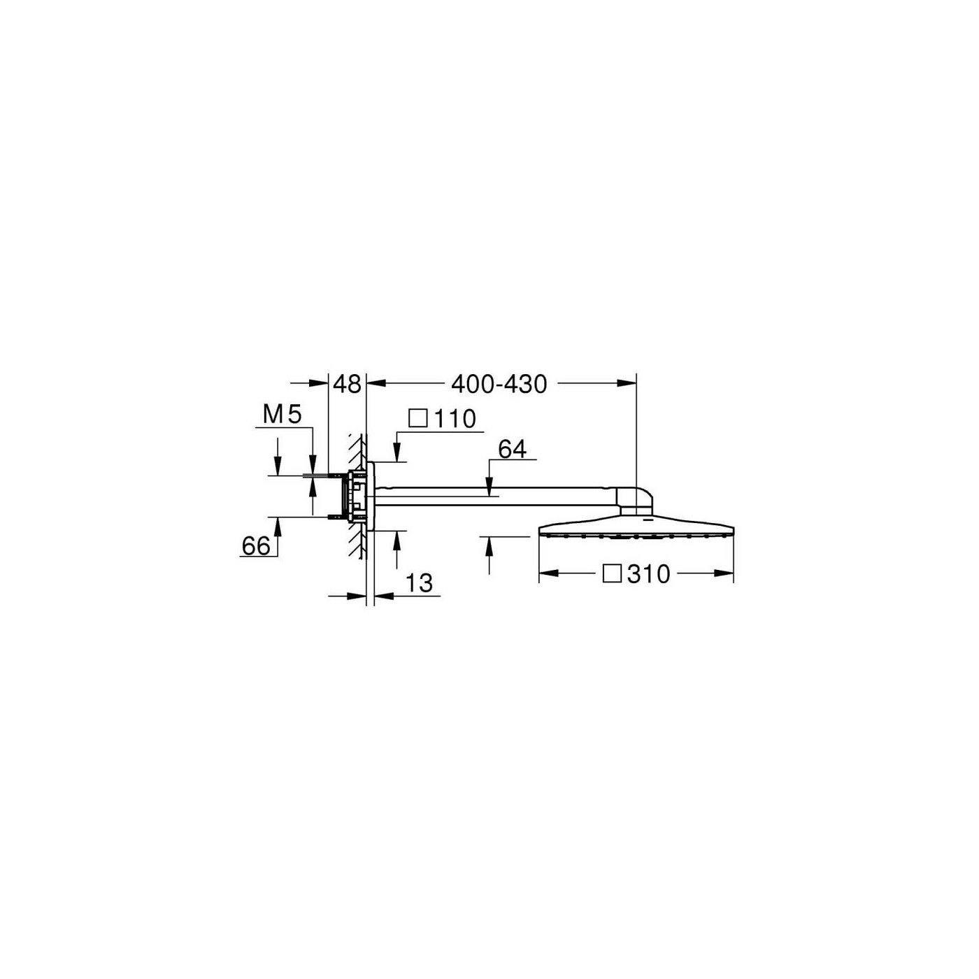 Deszczownica Z Ramieniem 430 mm 2 Strumienie Rainshower SmartActive 310 Cube 26479000 Grohe Deszczownica Z Ramieniem 430 mm 2 Strumienie Rainshower SmartActive 310 Cube 26479000 Grohe