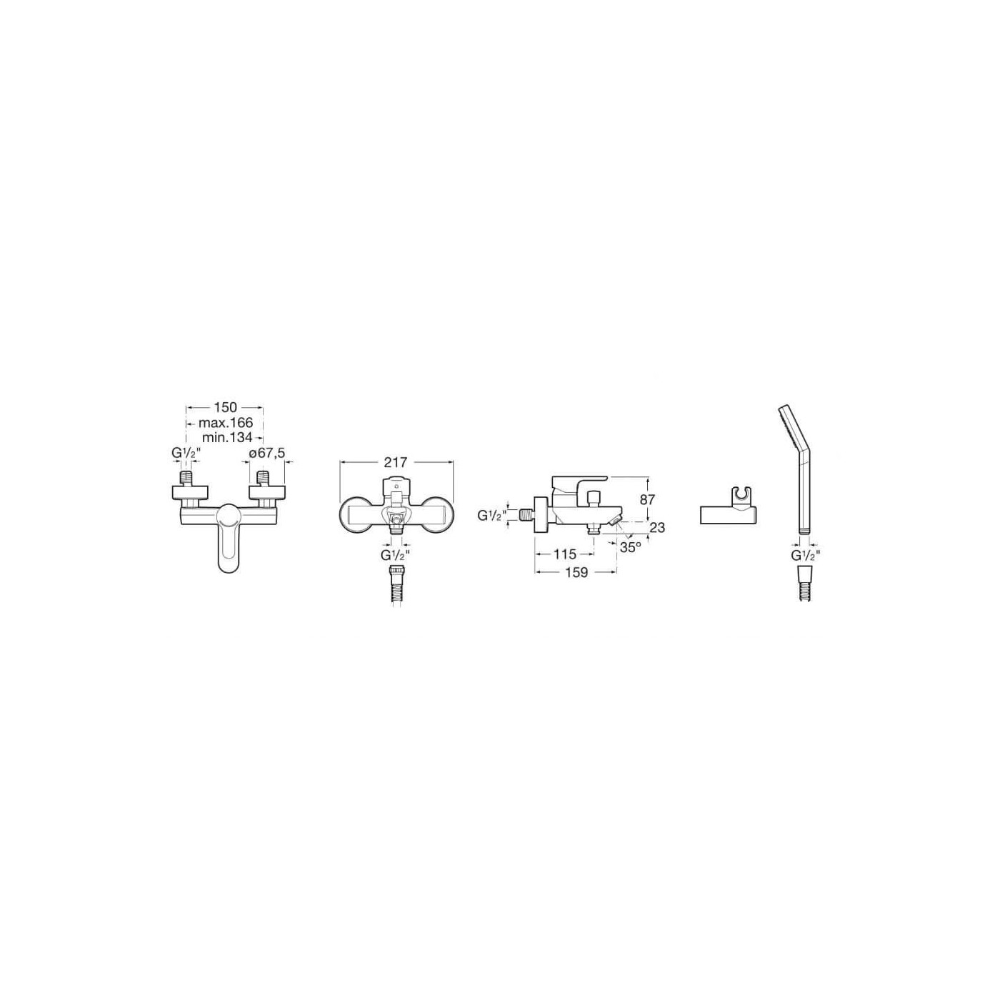 Bateria Wannowa Ze Słuchawką L20 A5A0109C02 Roca Bateria Wannowa Ze Słuchawką L20 A5A0109C02 Roca