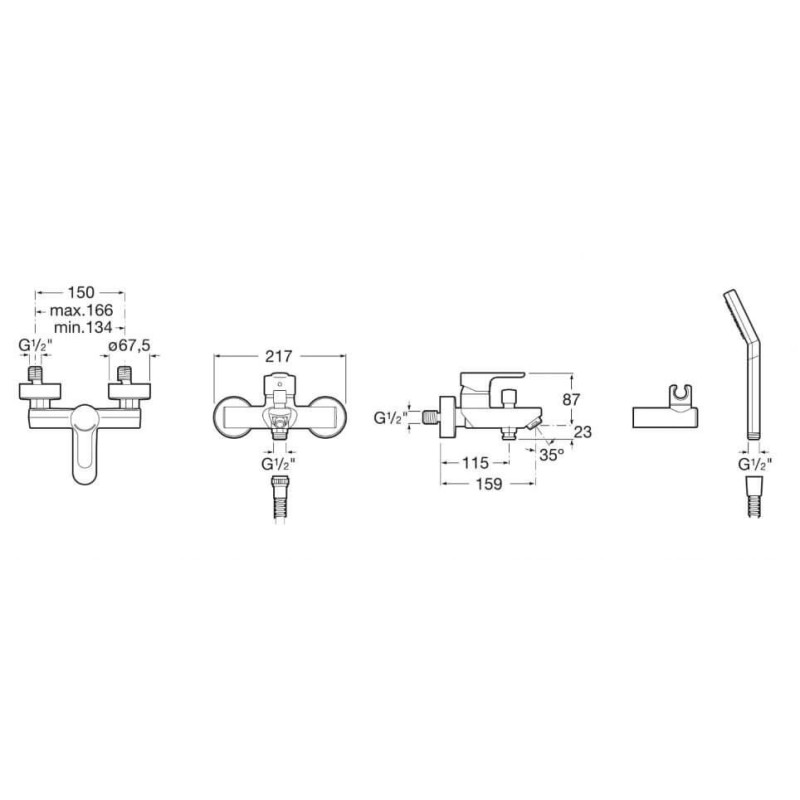 Bateria Wannowa Ze Słuchawką L20 A5A0109C02 Roca Bateria Wannowa Ze Słuchawką L20 A5A0109C02 Roca