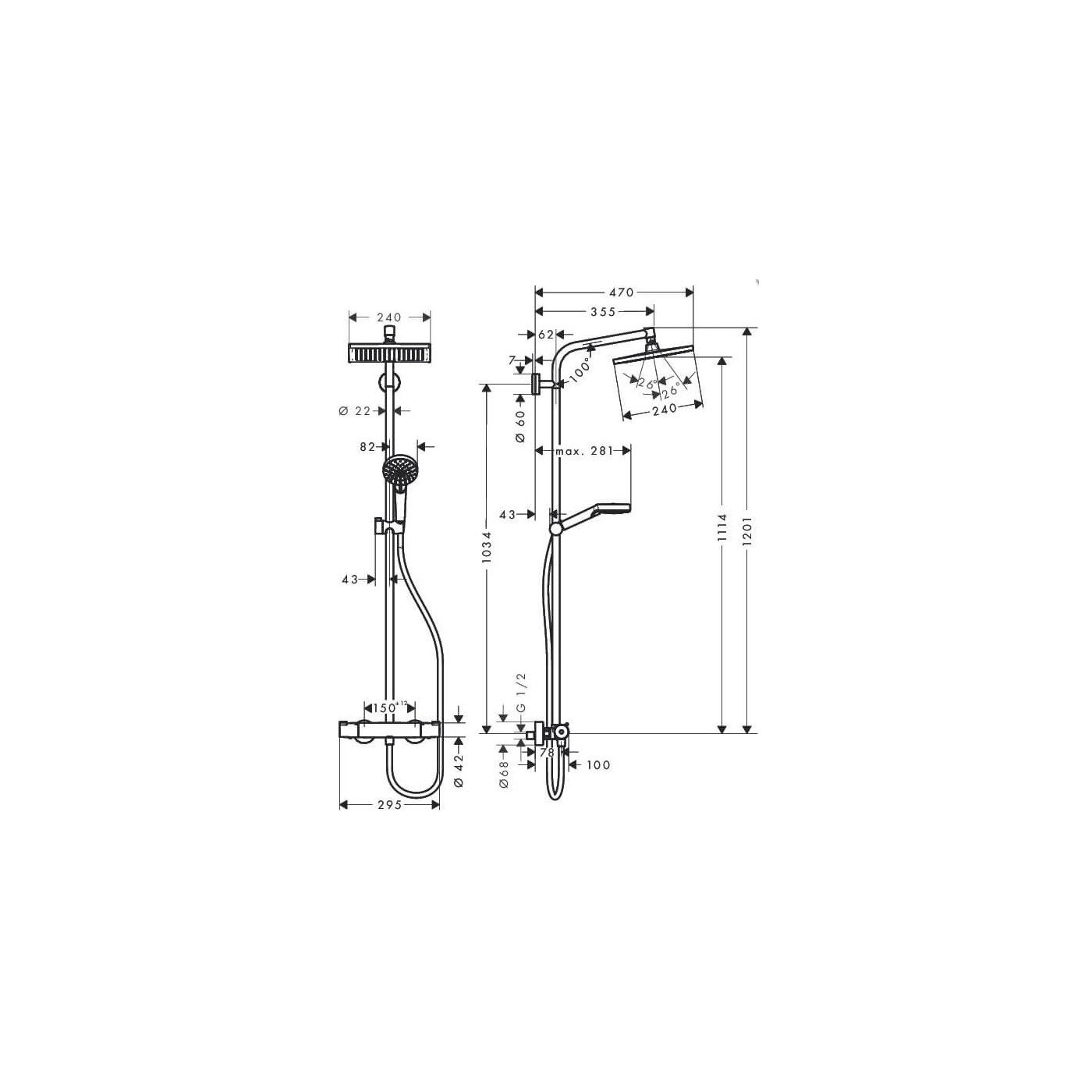 Komplet Prysznicowy Crometta E 240 1Jet Ecosmart 27281000 Hansgrohe Komplet Prysznicowy Crometta E 240 1Jet Ecosmart 27281000 Hansgrohe