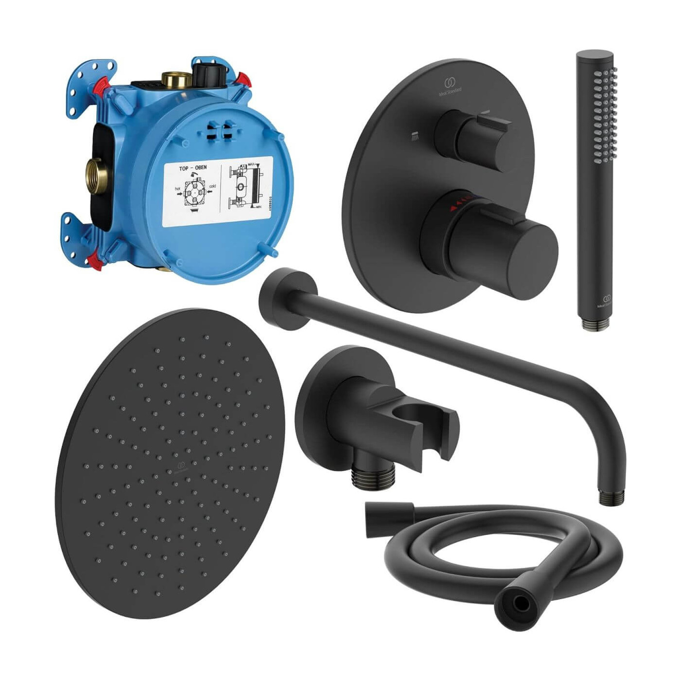 Zestaw Natryskowy Termostatyczny Ceratherm Z Deszczownicą Czarny Mat A7573XG Ideal Standard Zestaw Natryskowy Termostatyczny Ceratherm Z Deszczownicą Czarny Mat A7573XG Ideal Standard
