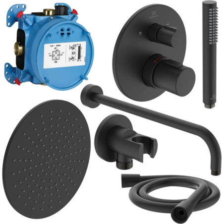 Zestaw Natryskowy Termostatyczny Ceratherm Z Deszczownicą Czarny Mat A7573XG Ideal Standard