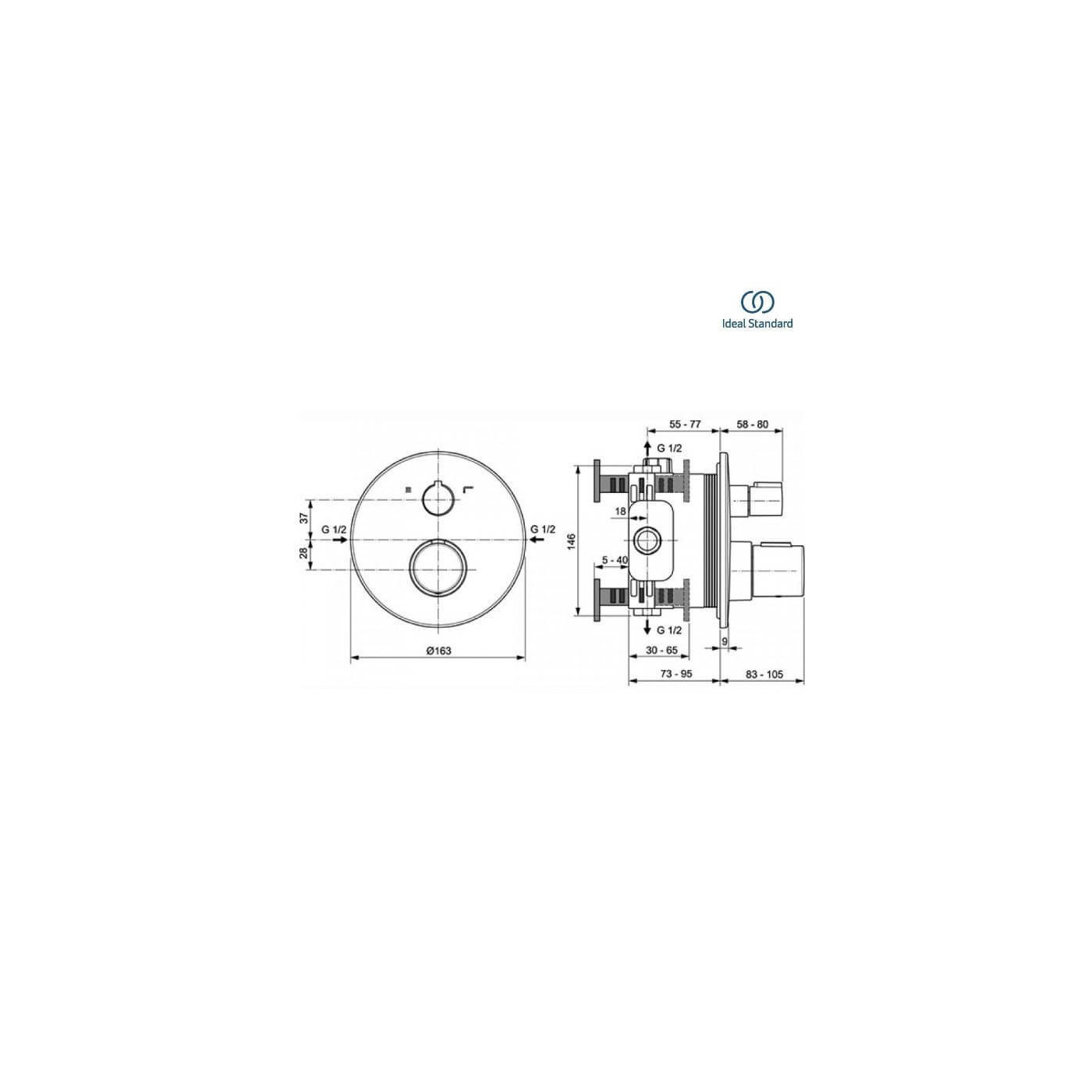 Zestaw Natryskowy Termostatyczny Ceratherm Z Deszczownicą Czarny Mat A7573XG Ideal Standard Zestaw Natryskowy Termostatyczny Ceratherm Z Deszczownicą Czarny Mat A7573XG Ideal Standard