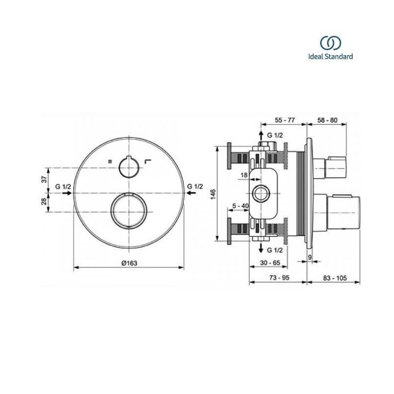 Zestaw Natryskowy Termostatyczny Ceratherm Z Deszczownicą Czarny Mat A7573XG Ideal Standard Zestaw Natryskowy Termostatyczny Ceratherm Z Deszczownicą Czarny Mat A7573XG Ideal Standard