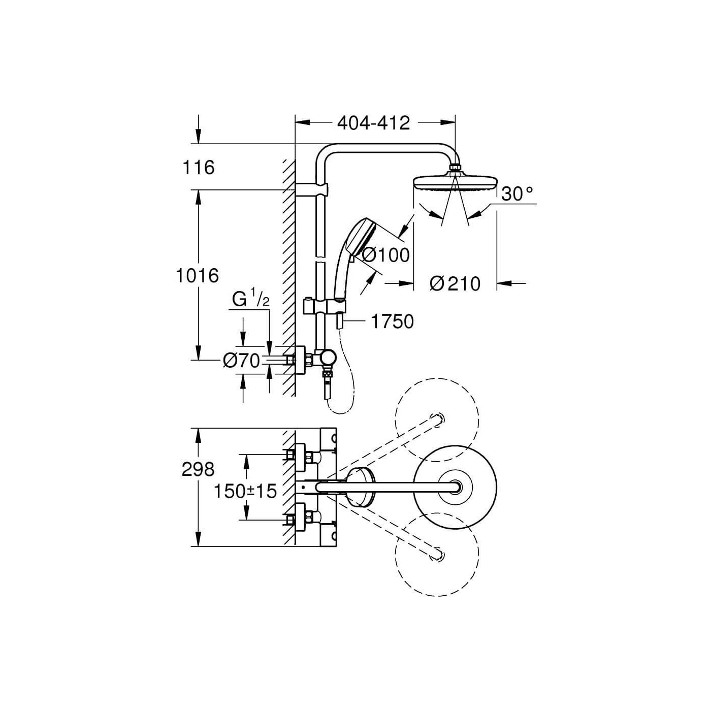 System Prysznicowy Z Termostatem Do Montażu Ściennego Tempesta Cosmopolitan 210 27922001 Grohe System Prysznicowy Z Termostatem Do Montażu Ściennego Tempesta Cosmopolitan 210 27922001 Grohe