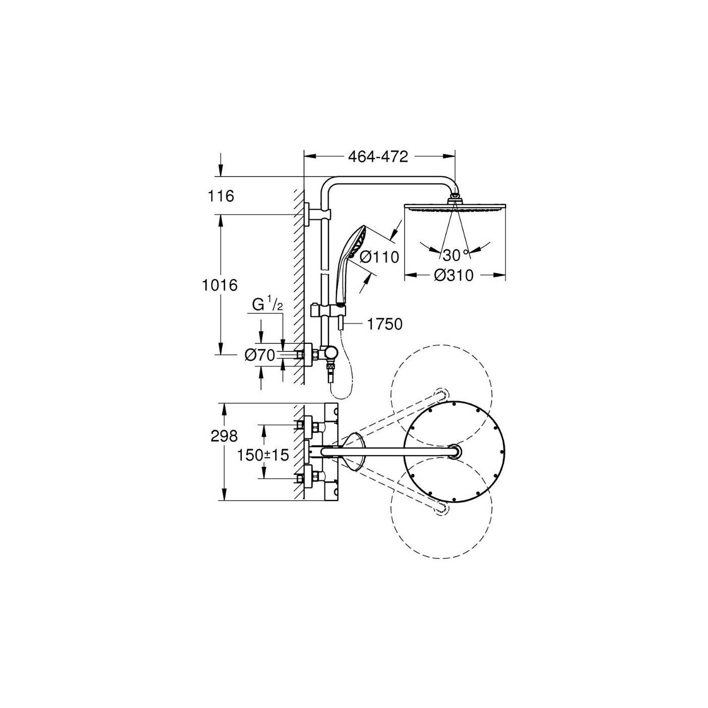 System Prysznicowy Euphoria 310 Z Termostatem 26075AL0 Grohe System Prysznicowy Euphoria 310 Z Termostatem 26075AL0 Grohe