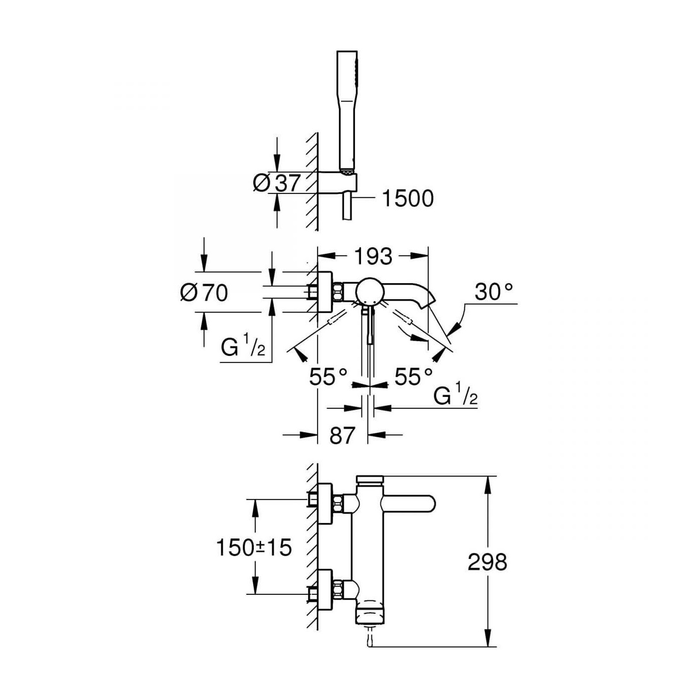 Zestaw Wannowy Essence 33628001 Grohe Zestaw Wannowy Essence 33628001 Grohe