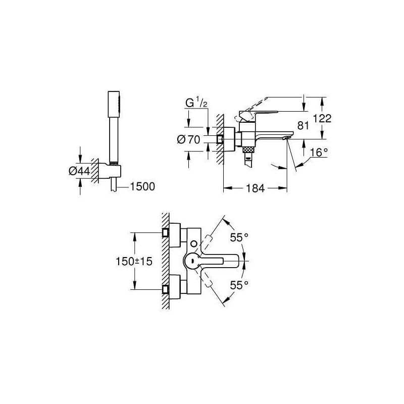 Jednouchwytowa Bateria Wannowa Z Zestawem Prysznicowym Lineare 33850001 Grohe Jednouchwytowa Bateria Wannowa Z Zestawem Prysznicowym Lineare 33850001 Grohe