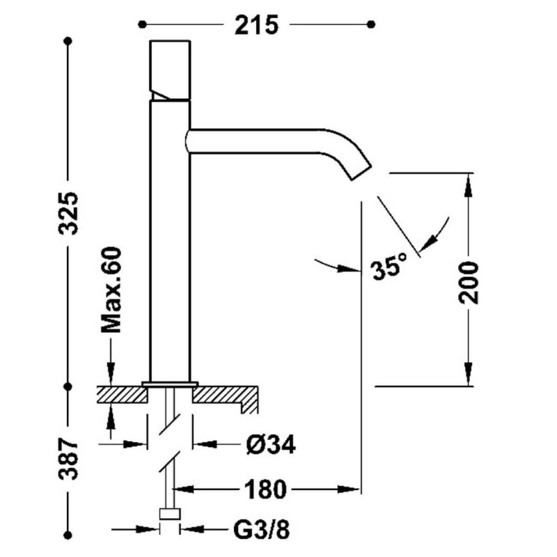 Bateria Umywalkowa Study Złoto Matowe 26130701OM Tres Bateria Umywalkowa Study Złoto Matowe 26130701OM Tres