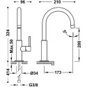 Wysoka Bateria Umywalkowa Study Złoto Matowe 26290402OM Tres Wysoka Bateria Umywalkowa Study Złoto Matowe 26290402OM Tres