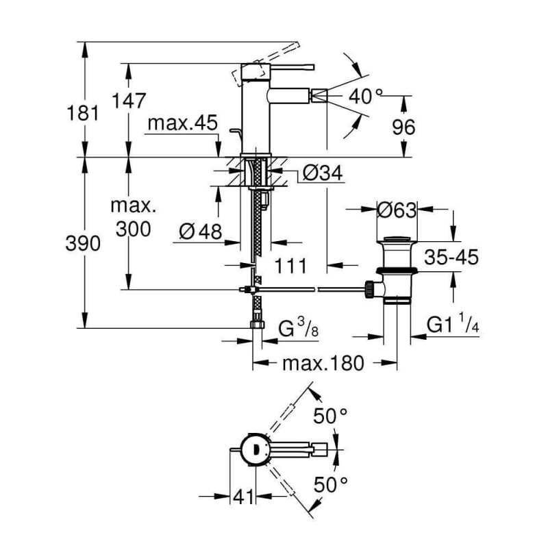 Bateria Bidetowa Essence S Chrom 24178001 Grohe Bateria Bidetowa Essence S Chrom 24178001 Grohe
