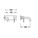 Bateria Umywalkowa Podtynkowa z Wylewką 180 mm Study 26230031AC Tres Bateria Umywalkowa Podtynkowa z Wylewką 180 mm Study 26230031AC Tres