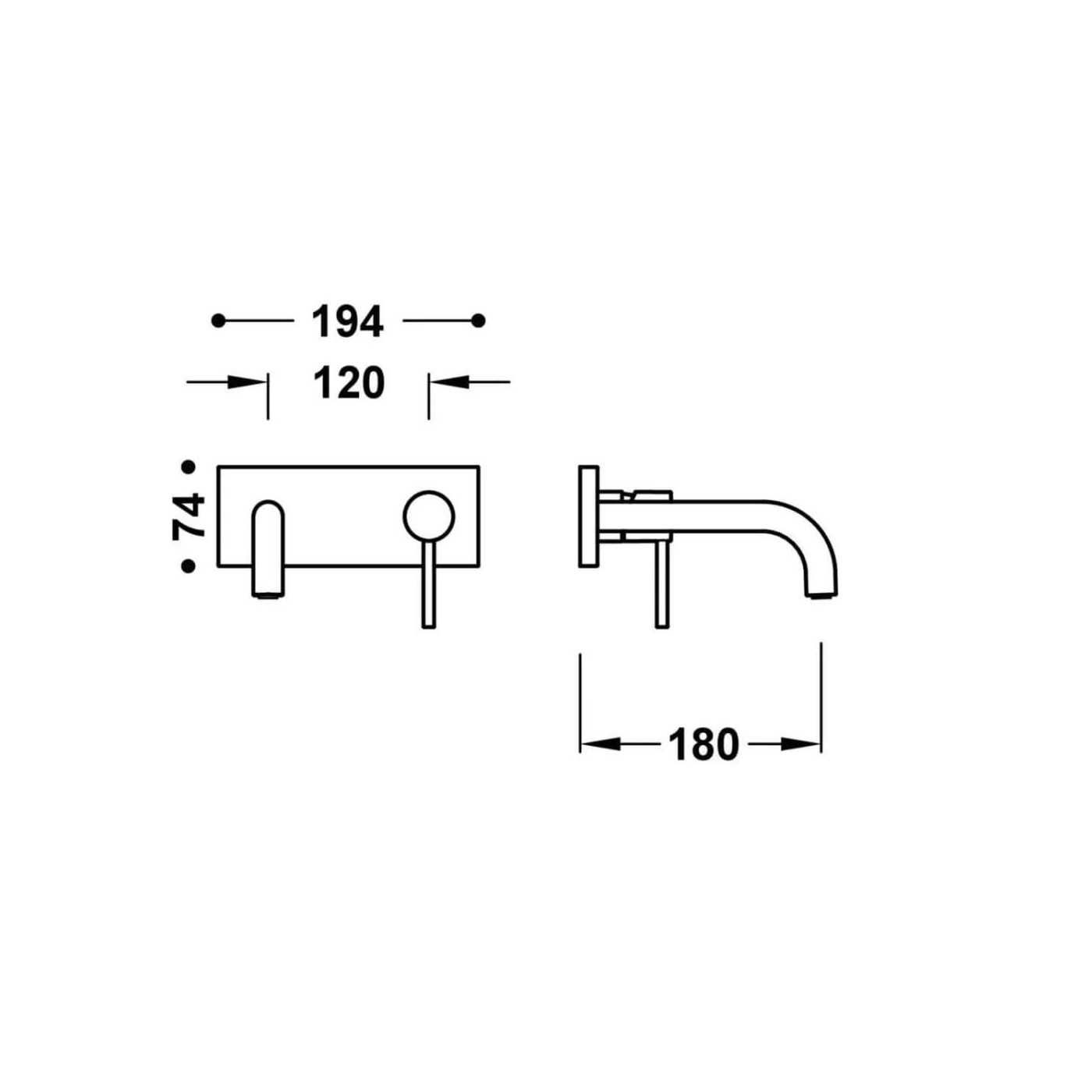 Bateria Umywalkowa Podtynkowa z Wylewką 180 mm Study 26230031AC Tres Bateria Umywalkowa Podtynkowa z Wylewką 180 mm Study 26230031AC Tres
