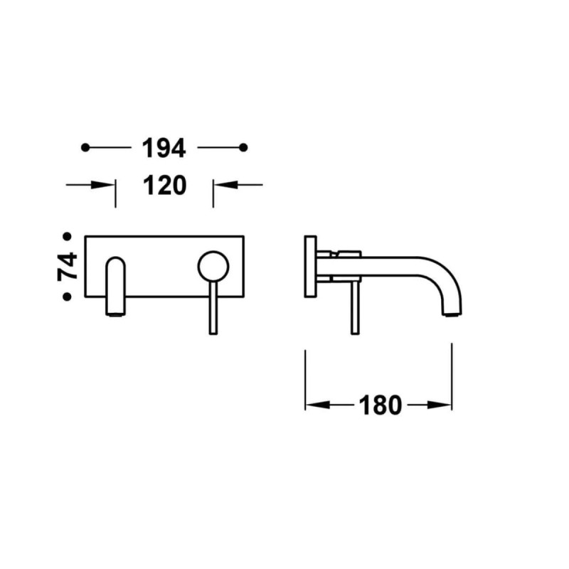 Bateria Umywalkowa Podtynkowa z Wylewką 180 mm Study 26230031AC Tres Bateria Umywalkowa Podtynkowa z Wylewką 180 mm Study 26230031AC Tres