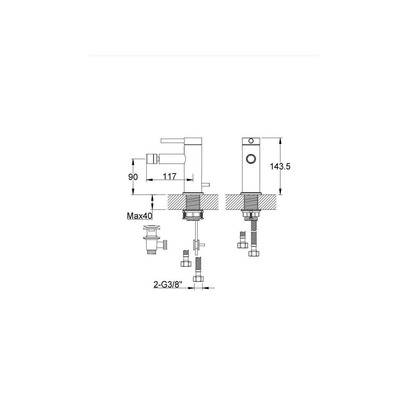 Bateria Bidetowa AXEL QB130A Kohlman Bateria Bidetowa AXEL QB130A Kohlman