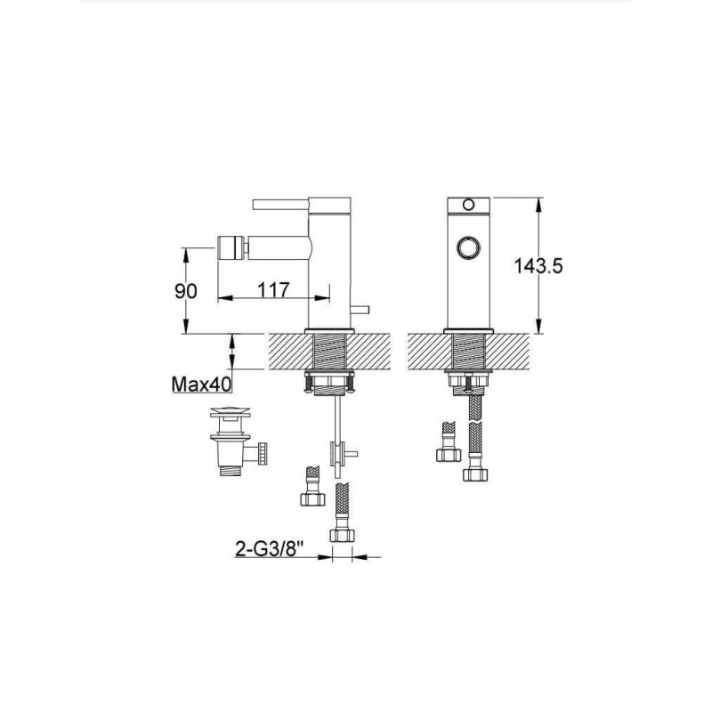 Bateria Bidetowa AXEL QB130A Kohlman Bateria Bidetowa AXEL QB130A Kohlman