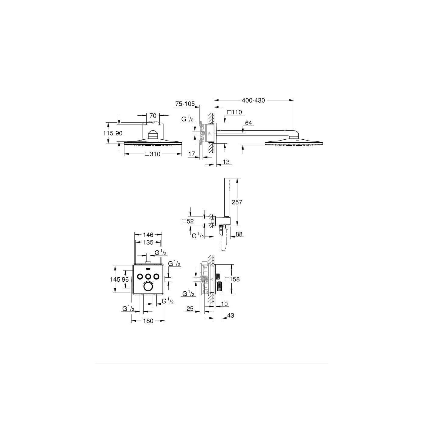 Zestaw Prysznicowy Rohtherm Smartcontrol 34804000 Grohe Zestaw Prysznicowy Rohtherm Smartcontrol 34804000 Grohe
