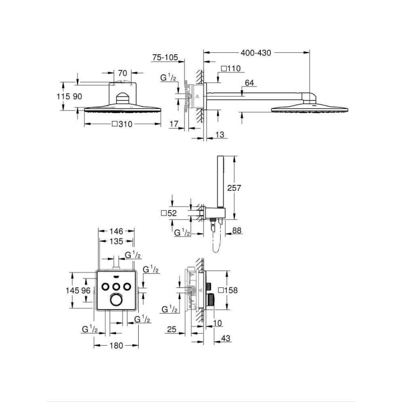 Zestaw Prysznicowy Rohtherm Smartcontrol 34804000 Grohe Zestaw Prysznicowy Rohtherm Smartcontrol 34804000 Grohe