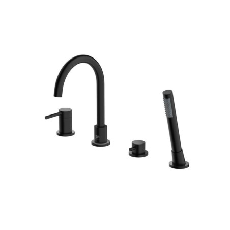 Bateria Wannowa 4-Otworowa Fly Z Zestawem Prysznicowym Czarny Mat 03033BM Emporia