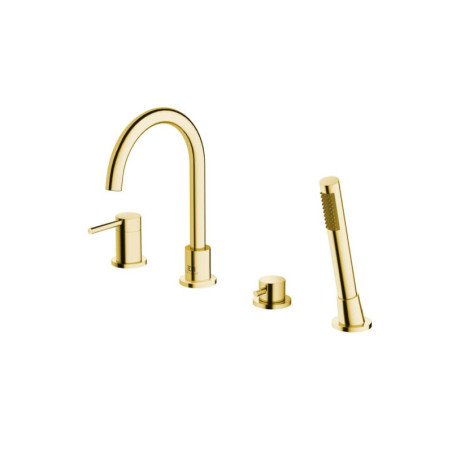 Bateria Wannowa 4-Otworowa Fly Z Zestawem Prysznicowym Złoty 03033GD Emporia